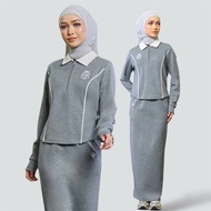 HIJABISTAHUB LIORA-HALF ZIP SKIRT Set jumper baju skirt casual streetwear airport travel suit