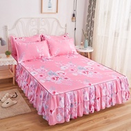 ผ้าระบายขอบเตียงแปรงผ้าคลุมเตียงเจ้าหญิงเกาหลีขอบใบไม้คู่บัวผ้าคลุมเตียงผ้าปูที่นอน