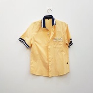 【MR.RICH】奶黃短袖拼接襯衫(寄賣)