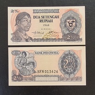 uang kuno nominal 2 1/2 Rupiah tahun 1968 Soedirman kondisi masih baru