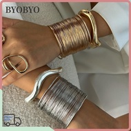 BYOBYO Bracelet, Metal Smooth  Wide Cuff Bracelet, Fashion Wide Cuff Design Open Spring Closure Chun
