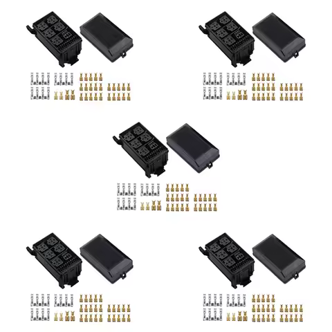 5X Fuse-Relay Box 5-Fuse Holders 6 Relay Block Holders Fuse-Block 12V Fuse-Box Car