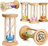 PROLOSO 6PCS Wood Frame Sand Timer Set 30sec/1/2/3/5/10mins Multicolor Hourglass Sandglass Clock Wat