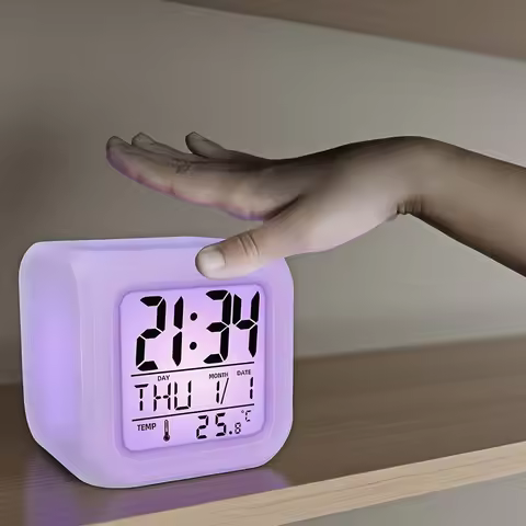 1pc Lovely Colorful Cube Alarm Clock - Creative Luminous Small Home Alarm Clock with Change Display