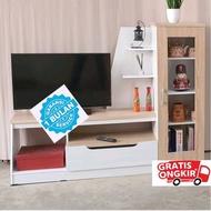 backdropTV meja Tv minimalis +lemari uk panjang 120 x tinggi 150 cm