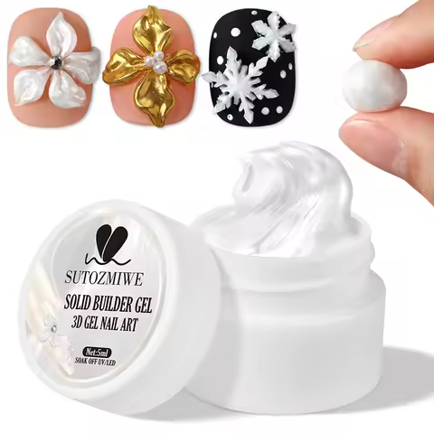 5ml Chrome White 3D Solid Gel Nail Polish Non-Stick Hand Extension Gel UV Builder Nail Extensions Ge