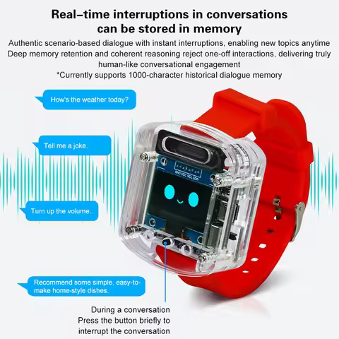 Xiaozhi AI Smart Voice Watch Intelligent AI Dialogue 0.96" OLED Screen ESP32S3N16R8 Module Kit Recha