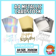 🇸🇬 A4 Metallic Gold Silver Holographic Iridescent Cardstock Art Card for DIY Cake Topper Name