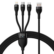 Baseus สายชาร์จเร็ว 100W รุ่น Flash Series Ⅱ One-for-three Fast Charging Data Cable แบบ USB to Micro USB+Lightning+Type C