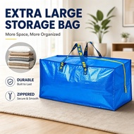 Extra Large Woven Moving Storage Bag 76L Travel Waterproof Laundry Bag Foldable Beg Pindah Zip Strap