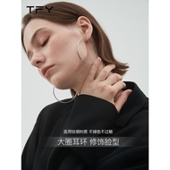 Oversized Circle Titanium Steel Earrings Plain Circle Female European American High-End Circle Earri
