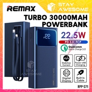 REMAX Android Super Fast Charging 22.5W PD Powerbank 30000mAh With Built In USB Type C Cable Pawer Bank RPP-571