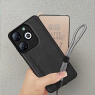 2 in 1 Case hp Itel P55 4G A666L Premium Leather Casing with 9H Protector Ceramic Anti-Scratch and S