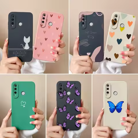 For Honor 10i Phone Case Butterfly Cat Soft Liquid Silicone Camera Protection Cover For Huawei Honor