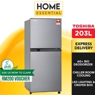 Toshiba 203L 2-Door Refrigerator Fridge GR-B22MP(SS) | Ag+ Bio Deodorizer | Peti Sejuk | Peti Ais