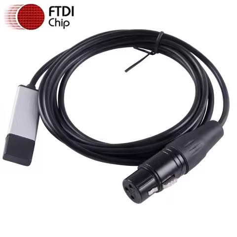 FTDI USB DMX512 RS485 Serial DMX Control Adapter Converter DJ Stage Light Rotate Cable