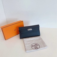 【98新帶盒🆕】Hermes黑銀Kelly long長錢夾子 C刻  斜挎包