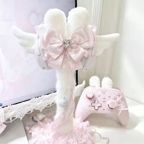 Customized Earphone Stand Pink Blue Cute Rabbit Desktop Decoration Earphone Stand for Gaming Earphon