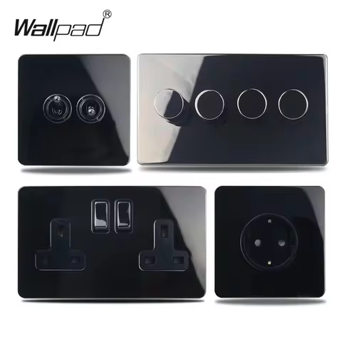 LED Dimmer Switch 2 Way 1 2 3 4 Gang Black Nickel Stainless Steel Plate Retro Toggle Switch EU 13A E
