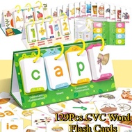 129 Sheets CVC Word Flash Cards English Spelling Calendar Card Educational Toy for Kids Teaching