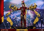 已開 Hottoys Marvel Ironman 2 Mark IV 4 suit-up gantry 黃臂 diecast mms 462 d22 mms462 sug set