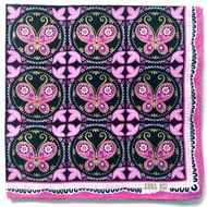 Anna Sui 復古手帕 蝴蝶印花 黑色 20 x 20 英吋