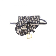 【二手】迪奧腰包，馬鞍包，海軍藍帆布，斜挎馬鞍腰帶包，女士，二手