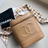 中古包 Vintage Chanel 香奈兒奶茶色直筒化妝箱