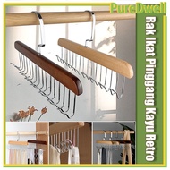 GANTUNGAN Wooden Belt Hanger/Antique Wooden Belt Hanger With 8 Hooks/ Retro Wooden Belt Rack Multi-P