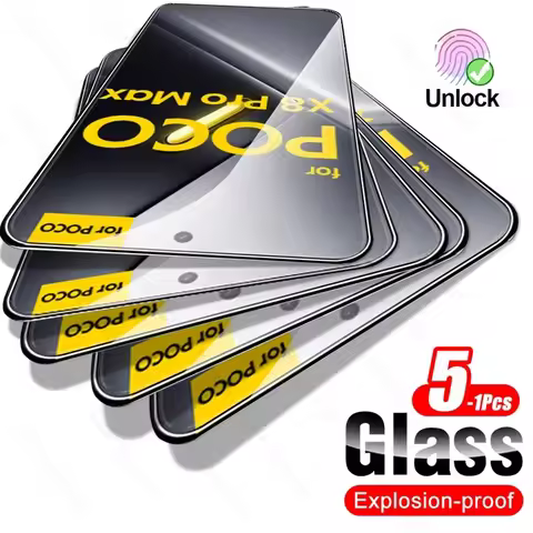 5-1Pcs 9H Clear Tempered Glass for Poco X8 Pro Max 5G Screen Protector Film Case Firendly on Poko Li