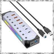 [I O J E] USB Hub USB 3.2 7-Port with Individual On/Off Switches 12V Power Adapter EU Plug