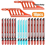 18PCS Multi-Model Jigsaw Blades | T142HB/T101B/T144D/T111C HCS for Wood/PVC, T-Shank Universal Fit, 
