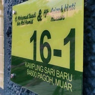 Acrylic Plate/Signage Rumah/No Rumah/Papan Alamat Rumah/House Number/Door Plate