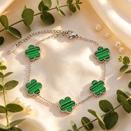 Ladies Four-Leaf Clover Bracelet Fritillary Five-Leaf Clover Bracelet Gold Stainless Steel Adjustabl