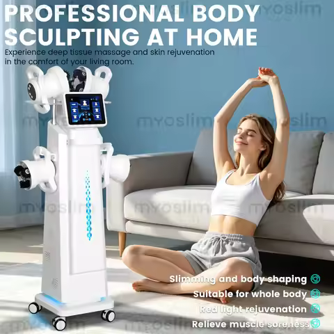 Professional 360° Roller Body Sculpting System with 6 Handles Dual-Directional Rotation Red & Blue L