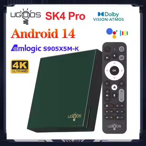 Amlogic S905X5M-J UGOOS SK4 Android 14.0 TV BOX 4G64G Support Dolby Vison Audio AI-SR AV1 2T2R WiFi6