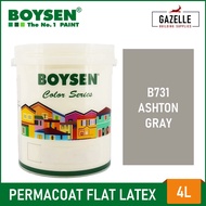 Boysen Permacoat Flat Latex Ashton Gray B731 Acrylic Latex Paint - 4L