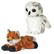 Aurora Flopsie Mini Bundle, Snowy Owl and Foxie The Fox -Set of Two - 8" (Owl/Foxie)