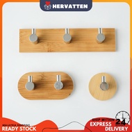 Hervatten High Quality Bamboo Wood Stainless Steel 3M Sticker Durable Hook