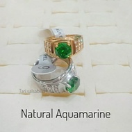 Cincin Batu Natural Aquamarine ring Titanium