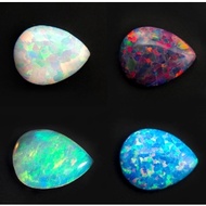 High-quality natural opal raw stone round brilliant cut opal ring center stone flat opal ring earrin
