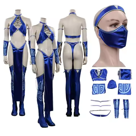 Adult Mortal Cosplay Kombat Kitana Cosplay Costume Women Bikini Top Shorts Mask Outfits Halloween Ca