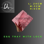 EGG TRAY WITH LOCK (10PCS EGG)/RED/CLEAR