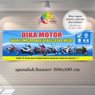 Size 300x100 Cm, Spanduk Banner Jual Beli Motor Mobil Baru Bekas