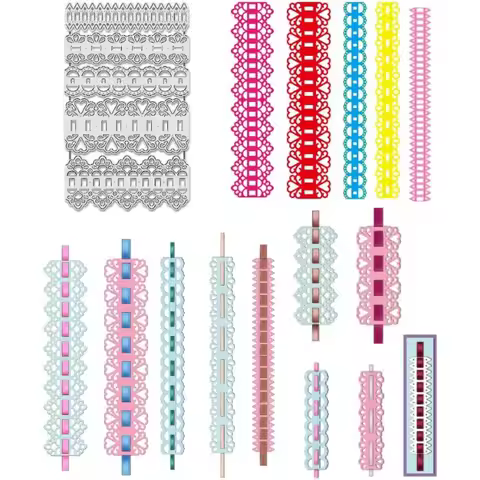 1 pc Lace Edge Cutting Dies Threadable Lace Trim Metal Stencils Hollow Borders Edge Decorative Embos