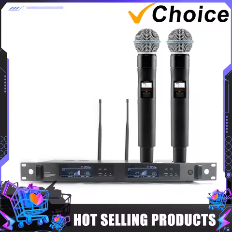 Professional 2 Channel UHF QLXD24 wireless microphone system QLXD QLXD-24D QLXD4 with BETA58 MIC for