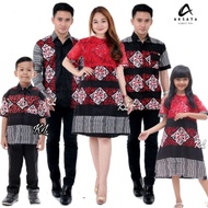 Baju Couple Dress Brokat Keluarga Pria dan Wanita Modern Batik Couple