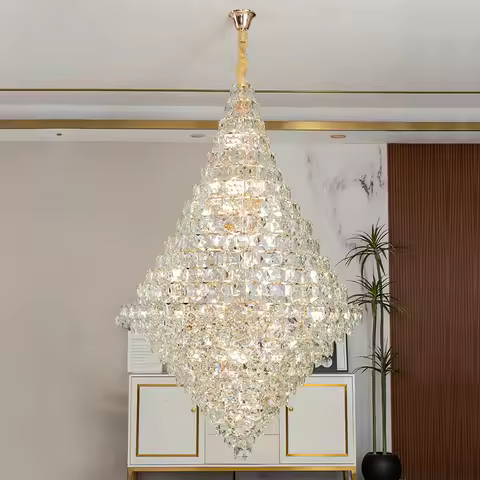 2025New Model Post-Modern Light Luxury Simple Duplex Building Lobby High-End Hotel Lobby Crystal Lam