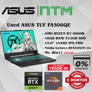 #AT193 USED ASUS TUF FA506QE GAMINIG LAPTOP AMD RYZEN R7-5800H 16G 512SSD RTX3050Ti RTX 3050 Ti 4G 1