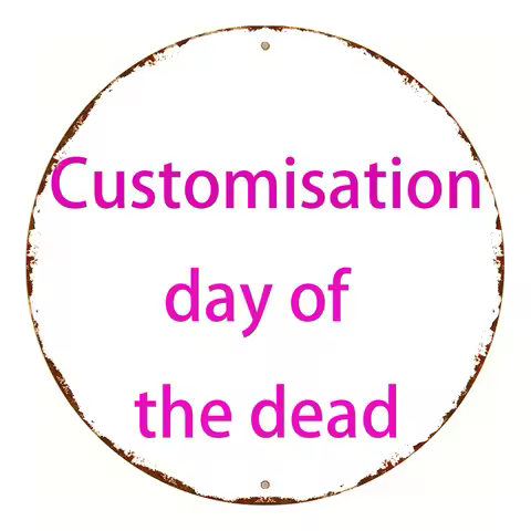 Custom Round iron Metal Sign Plague, 1pc Personalized Wall Decor for Day of The Dead, Christmas, Hal